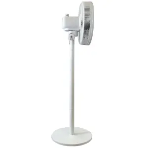 Igenix IGFP012W  Pedestal Fan With Adjustable Height, 12 Inch, 7 Blades, 3 Speeds, White