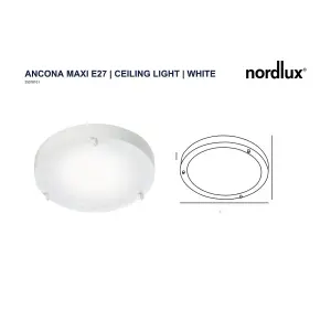 Nordlux Ancona Bathroom Ceiling Light White IP44 E27