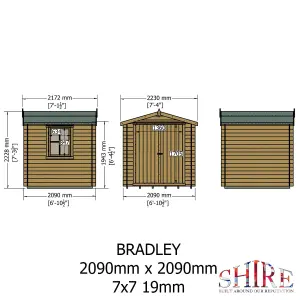 Shire Bradley 7x7 Log Cabin 19mm Logs