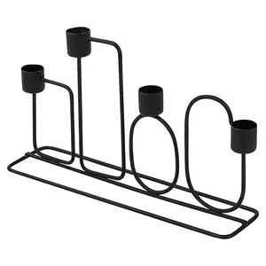 URBNLIVING 16cm Metal Black Candle Holder Holds Up To 4 Candles Dinner Centrepiece