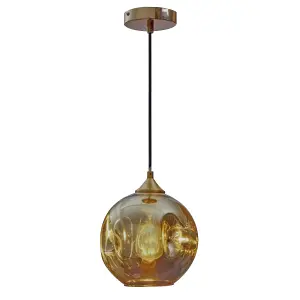 HARPER LIVING Pendant Ceiling Light, Champagne Finish, Dome Shade, Adjustable Height