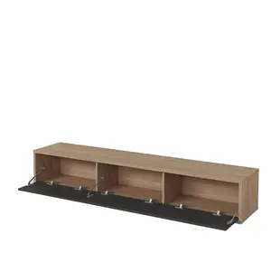 Chic Frida 38 Floating TV Cabinet 1800mm in Light Oak & Anthracite - Contemporary Media Unit H320mm D360mm