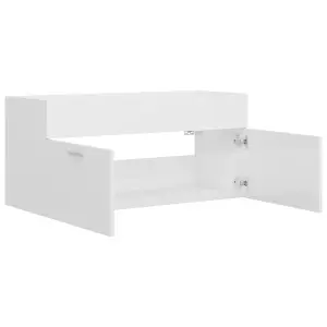 Berkfield Sink Cabinet High Gloss White 100x38.5x46 cm Engineered Wood