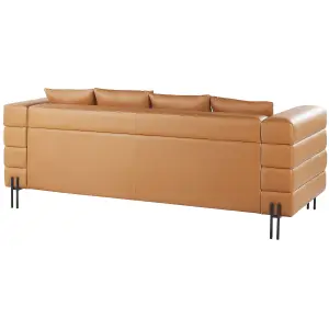 3 Seater Faux Leather Sofa Brown GRANNA