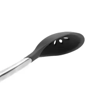 Cuisipro Silicone Slotted Spoon, Black, Heat and Stain Resistant, Dishwasher Safe, 30.5cm Black