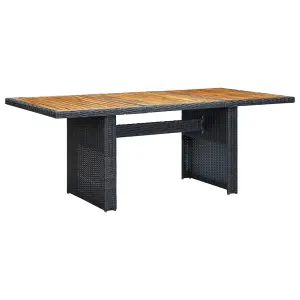 Berkfield Garden Table Dark Grey Poly Rattan and Solid Acacia Wood