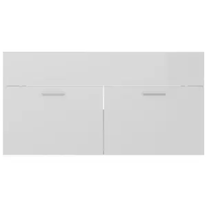 Berkfield Sink Cabinet High Gloss White 90x38.5x46 cm Engineered Wood