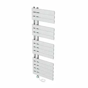 Rinse Bathrooms Designer WiFi Thermostatic Electric Bathroom Heated Towel Rail Radiator with Timer Flat Panel 1380x500mm Chrome