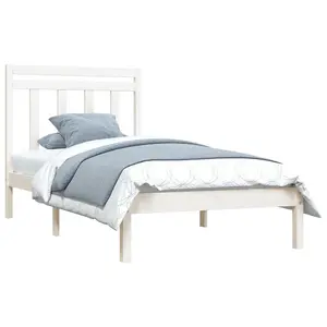 Berkfield Bed Frame White Solid Wood 100x200 cm