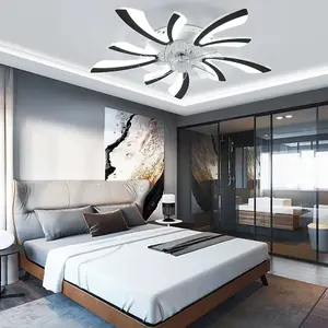 30.7'' Dia Creative Black LED Ceiling Fan Light with Remote Control