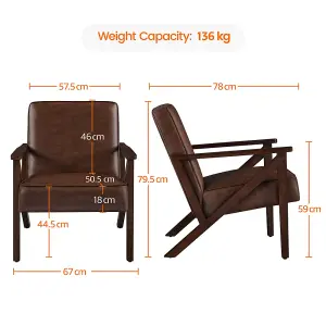 Yaheetech Dark Brown Extra-wide Faux Leather Armchair