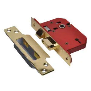 UNION StrongBOLT 2100S BS 5 Lever Mortice Deadlock 68mm 2.5in Satin Brass Visi