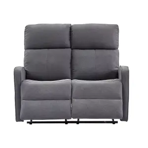 2 Seater Manual Reclining Sofa in Dark Grey Fabric - Parma