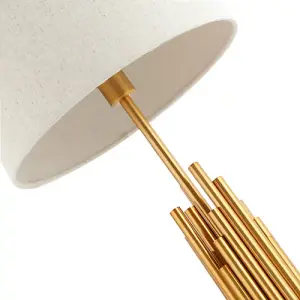 Modern Stalagmite Designed Table Lamp Base with Multi Level Pipes in Satin Gold