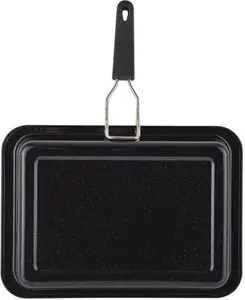 Dunelm Non-Stick Steel Grill Pan With Detachable Handle, Black