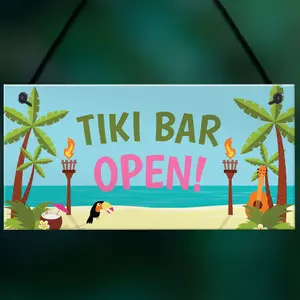 Red Ocean Welcome Tiki Bar Signs Novelty Bar Decor Gifts Hanging Signs For Home Bar Garden Bar Gifts