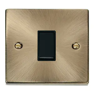 Antique Brass 10A 1 Gang 2 Way Light Switch - Black Trim - SE Home