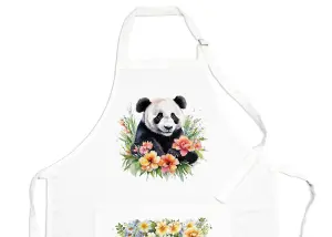 Purely Home Exotic Animals & Flowers Panda Apron - Floral Gifts for Her - Cooking & Baking