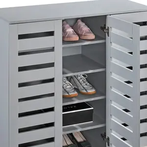 Euston Modern Light Grey 3 Door 5 Tier Shoe Cabinet