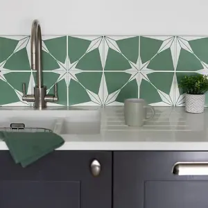 Quadrostyle Astra Emerald Wall Tile and Furniture Vinyl Stickers 15cm(L) 15cm(W) pack of 6