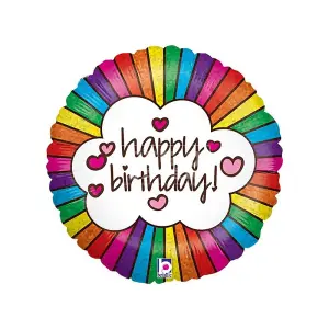 Oaktree Retro Holographic Happy Birthday Foil Balloon Rainbow (One Size)