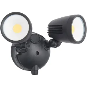 Twin Light Outdoor Adjustable Spot Light - 2 x 10W CCT LED Module - Matt Black