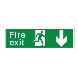 Fire exit with arrow back Polyvinyl chloride (PVC) Safety sign, (H)125mm (W)400mm