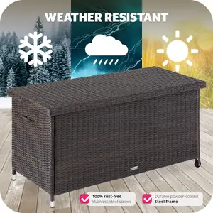 Storage Box Kiruna - rattan garden furniture cushion storage 120 x 55 x 61.5 cm - brown