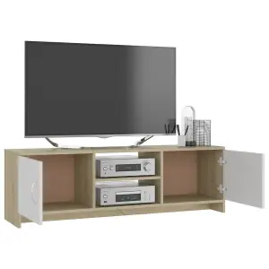 Berkfield TV Cabinet White and Sonoma Oak 120x30x37.5 cm Engineered Wood