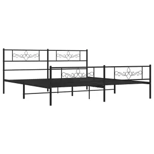 Berkfield Metal Bed Frame with Headboard and Footboard Black Super King Size