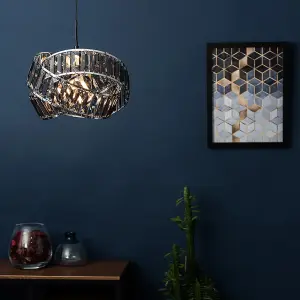 ValueLights Hudson Polished Chrome and Smoked Acrylic Jewel Intertwined Rings Design Ceiling Pendant Light Shade