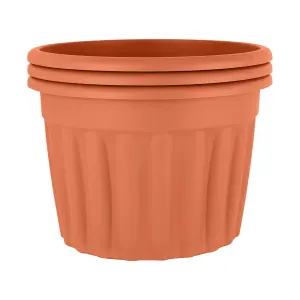 Wham 3x Vista Terracotta Plastic Planter, Round Garden Plant Pot, Extra Large Floor Pot (60cm, 69L, Pack of 3)