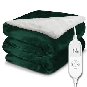 Dreamcatcher Sherpa Fleece Polyester Heated Electric Throw Blanket 160cm x 120cm Green