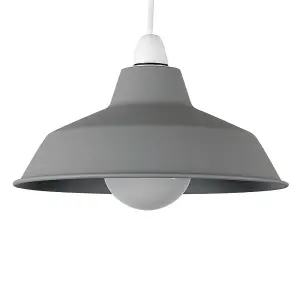 ValueLights Colby Retro Style Cement Stone Effect Metal Reflector Ceiling Pendant Light Shade