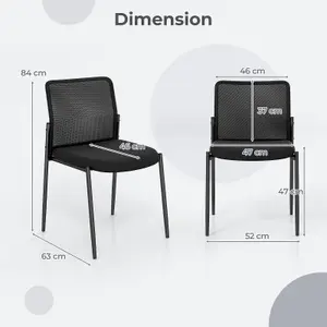 Costway Set of 2 Reception Chairs Stackable Office Armless Chairs Mesh Guest Chairs w/ Padded Seat