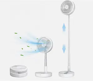 MantraRaj Cordless Telescopic Folding Fan USB Rechargeable Compact Design For Adjustable Height Air Circulator Floor Fan(White)