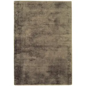 Grey Handmade , Luxurious , Modern , Plain Easy to Clean Viscose Rug for Living Room, Bedroom - 160cm X 230cm