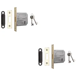 2 PACK - 76mm Residential Standard Profile Deadlock - Electro Brass - BS EN 12209 Lock