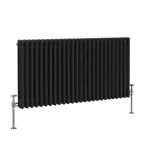 Right Radiators 600x1192 mm Horizontal Traditional 3 Column Cast Iron Style Radiator Black