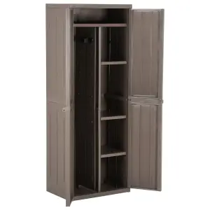 Berkfield Garden Storage Cabinet Brown 65x45x172 cm PP Wood Look