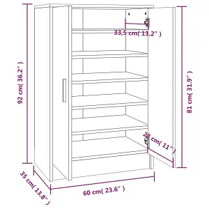 Berkfield Shoe Cabinet Smoked Oak 60x35x92 cm Engineered Wood