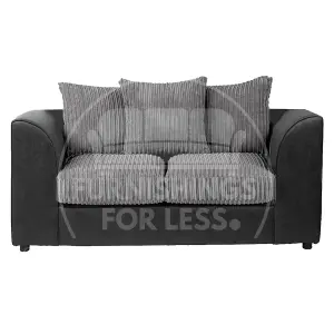 Luxor Jumbo Cord Black and Grey Fabric 2 Seater Sofa