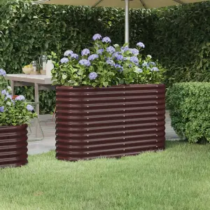 Berkfield Garden Planter Powder-coated Steel 114x40x68 cm Brown