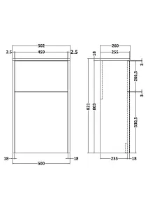 Floor Standing WC Toilet Unit (Pan & Cistern Not Included), 500mm - Matt Coastal Grey