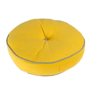 Homescapes Yellow and Grey Round Floor Cushion