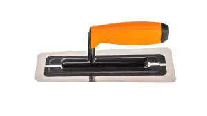 Toolty Flexible Venetian Trowel with Rubber Handle on Aluminium Foot 240mm Stainless Steel for Plastering Rendering Smoothing DIY