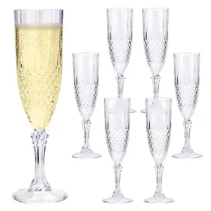 6pcs Crystal Effect Party Glasses - Highball Whiskey Wine Champagne Flute - No More Broken Glasses