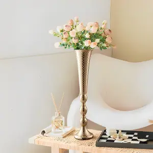 Gold Metal Wedding Ornaments Flower Device Decoration Elegant Trumpet Shaped Vase