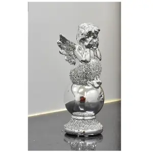 Baby Angel Sitting On World With Wings Beautiful Crushed Diamond Jewel