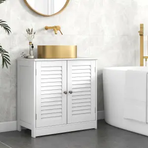 COSTWAY Under Sink Cabinet Freestanding Bathroom Vanity Cabinet w/ 2 Shutter Doors